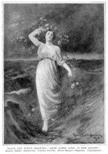 Black and White Drawing—"Anon Comes April in Her Jollity."  Rosina Emmet Sherwood.  United States.  (From Harper's Magazine.  Copyrighted.)