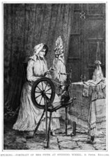 Etching—Portrait of Mrs. Piper at Spinning Wheel.  E. Piper.  England.