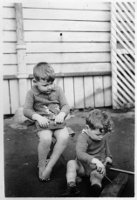 David Wallace Macky and Peter Wallace Macky playing in back yard just before leaving NZ, June 1939