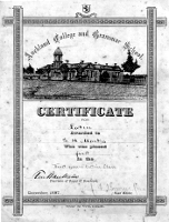 Samuel Henry Macky Latin certificate, December 1887
