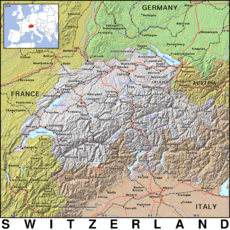 Free, public domain map of Switzerland