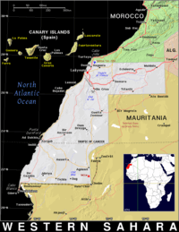 Free, public domain map of Western Sahara