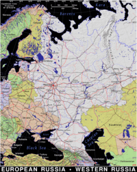Free, public domain map of European Russia
