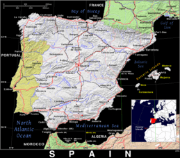 Free, public domain map of Spain