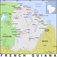 Free, public domain map of French Guiana