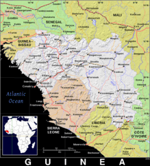 Free, public domain map of Guinea