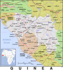 Free, public domain map of Guinea