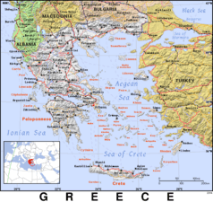 Free, public domain map of Greece