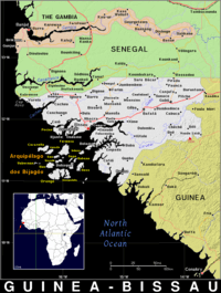 Free, public domain map of Guinea-Bissau
