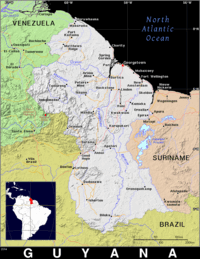 Free, public domain map of Guyana