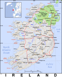 Free, public domain map of Ireland