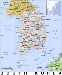Free, public domain map of South Korea
