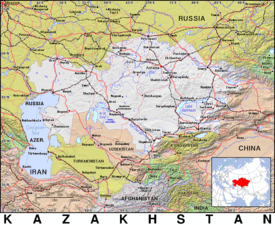 Free, public domain map of Kazakhstan