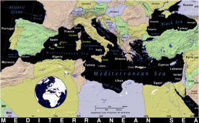 Free, public domain map of Mediterranean Sea