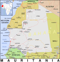 Free, public domain map of Mauritania