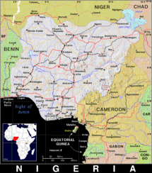 Free, public domain map of Nigeria