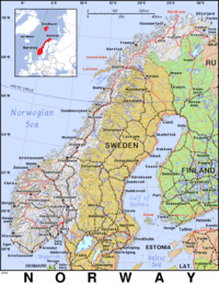 Free, public domain map of Norway