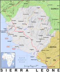Free, public domain map of Sierra Leone