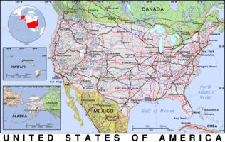 Free, public domain map of United States