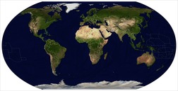 World map: Blue Marble hill-shaded with ETOPO2v2; includues political boundaries on land and sea
