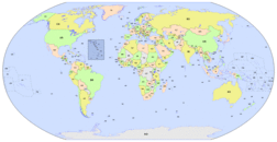 Map of world countries w/ISO country codes