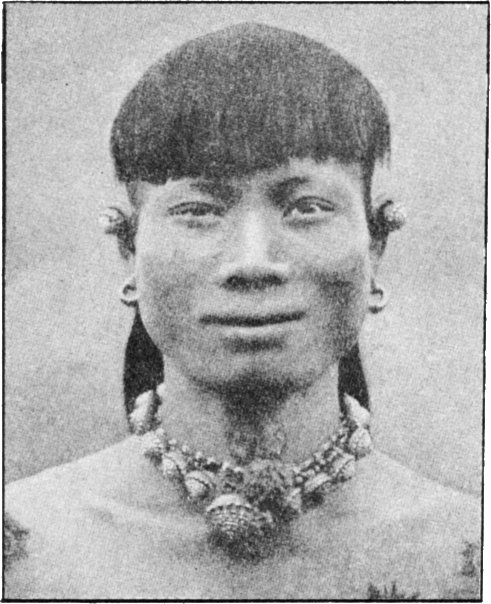 Sea Dayaks tattoo stars and rosettes on the breast and shoulders 