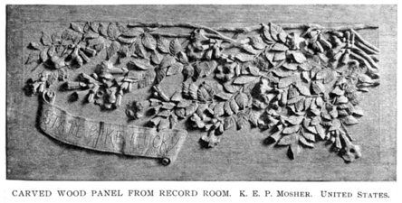 Carved Wood Panel from Record Room.  K. E. P. Mosher.  United States.