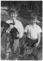 David Wallace Macky (7 yr) and Peter Wallace Macky with goats