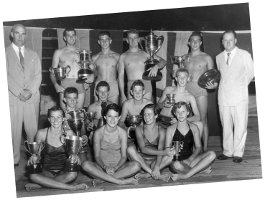 David Wallace Macky with BAA Swimming Champions, 1950
