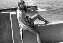 Kathleen Ann Macky at San Diego beach, ca 1970