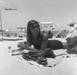 Kathleen Ann Macky on the beach, HI or AU, ca 1970s