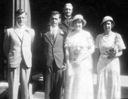 WAM and MMM wedding day, 1933, at City Road Chapel, London, Endland