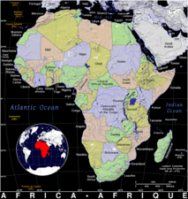 Free, public domain map of Africa