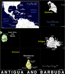 Free, public domain map of Antigua and Barbuda