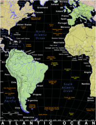 Free, public domain map of Atlantic Ocean