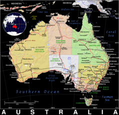 Free, public domain map of Australia