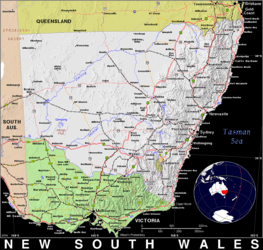 Free, public domain map of New South Wales