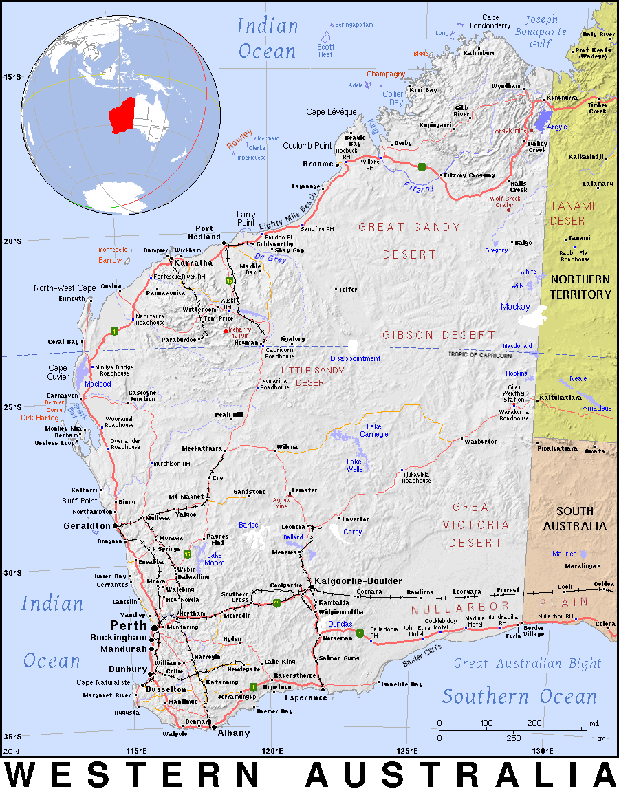 western australia travel map