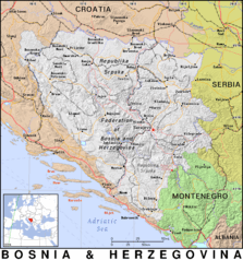 Free, public domain map of Bosnia and Herzegovina