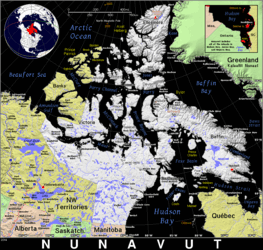Free, public domain map of Nunavut