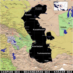 Free, public domain map of Caspian Sea