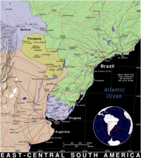 Free, public domain map of East-Central South America