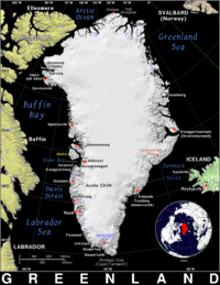 Free, public domain map of Greenland