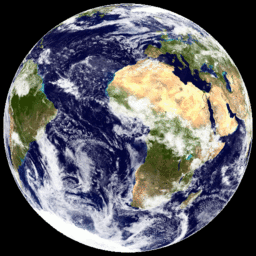 First frame of rotating Earth globe