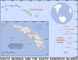 Free, public domain map of South Georgia and the South Sandwich Islands