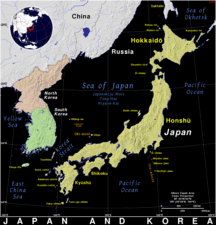 Free, public domain map of Japan and Korea