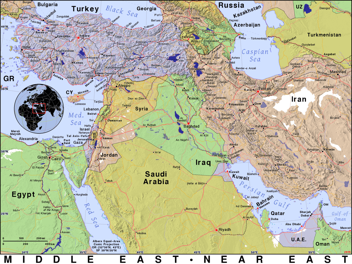 Middle East · Public domain maps by PAT, the free, open source ...