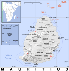 Free, public domain map of Mauritius