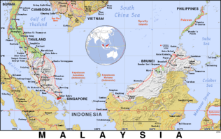 Free, public domain map of Malaysia