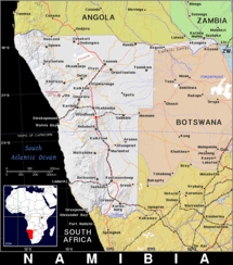 Free, public domain map of Namibia